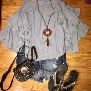 Wishlist Apparel chambray color flowy top